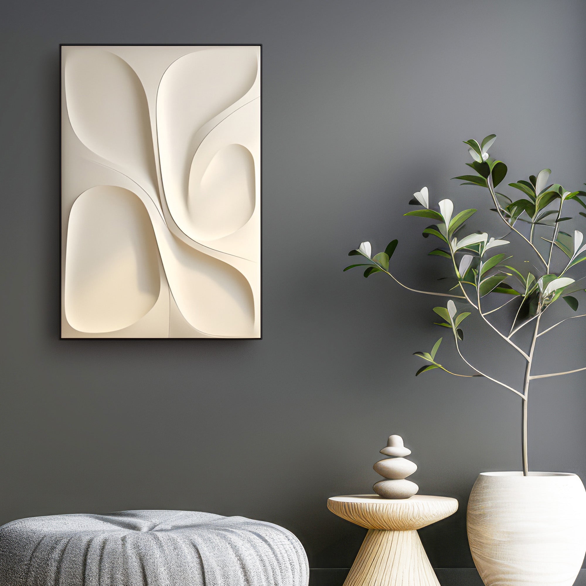 Modern Vertical 3D Wall Decor with Soft Curved Texture