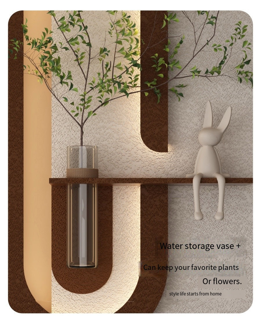 Modern Wall Art Panel with LED Lights & Planter for Home & Office Spaces