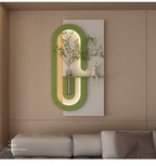 Modern Wall Art Panel with LED Lights & Planter for Home & Office Spaces