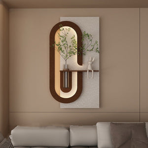 Modern Wall Art Panel with LED Lights & Planter for Home & Office Spaces