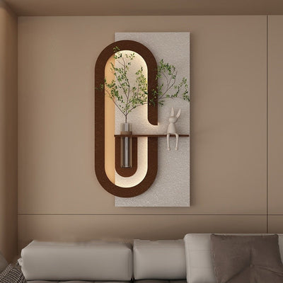 Modern Wall Art Panel with LED Lights & Planter for Home & Office Spaces