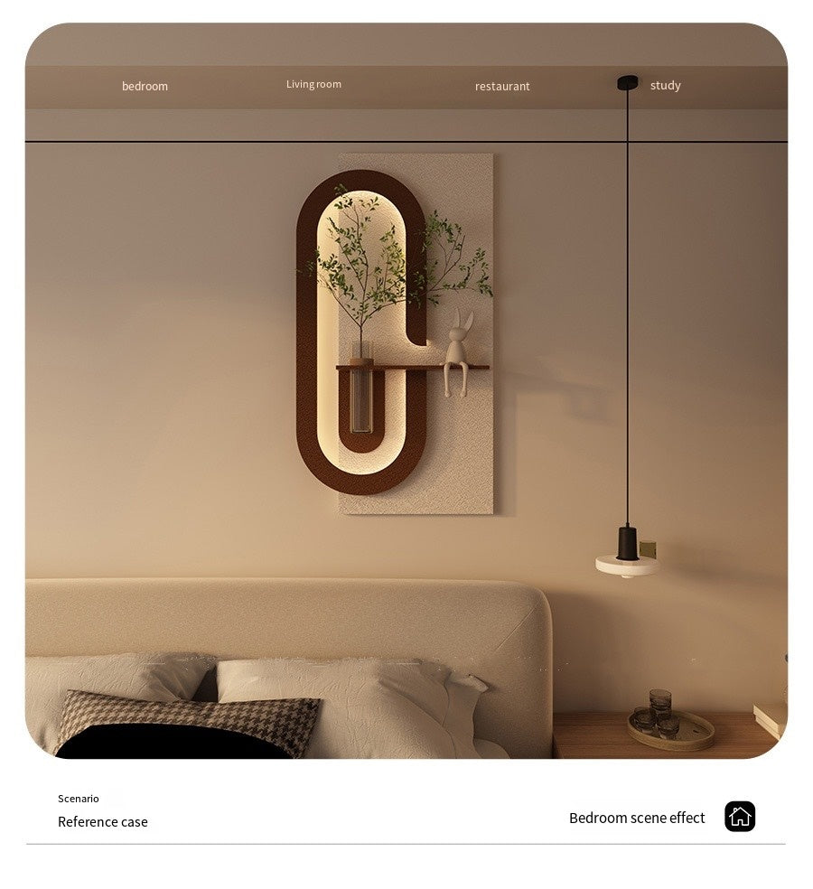 Modern Wall Art Panel with LED Lights & Planter for Home & Office Spaces