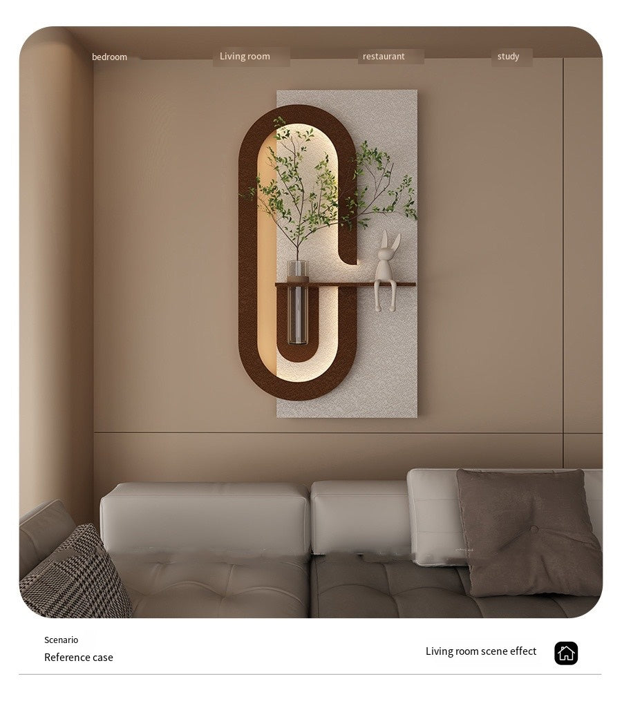 Modern Wall Art Panel with LED Lights & Planter for Home & Office Spaces