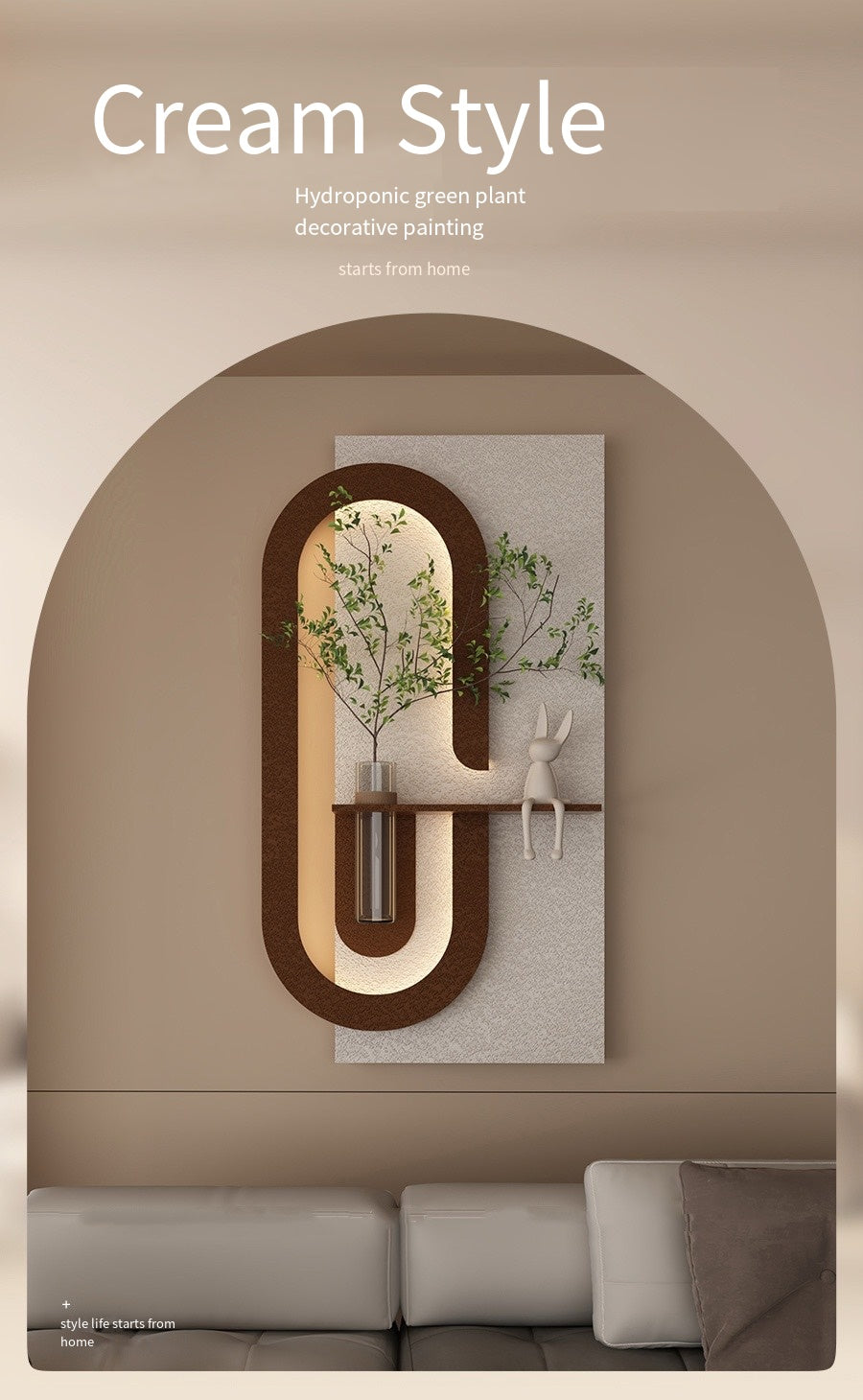 Modern Wall Art Panel with LED Lights & Planter for Home & Office Spaces