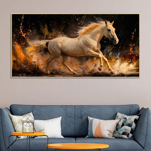Modern White Horse Canvas Wall Art Abstract Painting for Luxury Home Decor