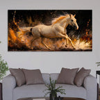 Modern White Horse Canvas Wall Art Abstract Painting for Luxury Home Decor