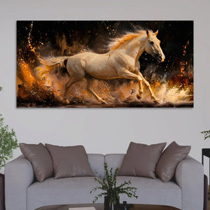 Modern White Horse Canvas Wall Art Abstract Painting for Luxury Home Decor