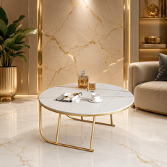 Modern White Marble & Golden Legs Table