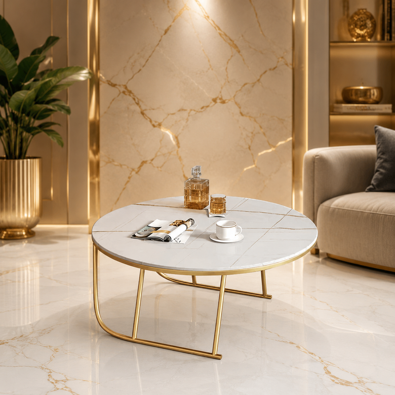 Modern White Marble & Golden Legs Table