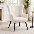 Modern White Wingback Lounge Chair with Black Tapered Legs