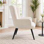 Modern White Wingback Lounge Chair with Black Tapered Legs