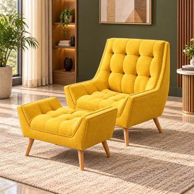 Modern Yellow Sofa Lounge Chair with Footrest