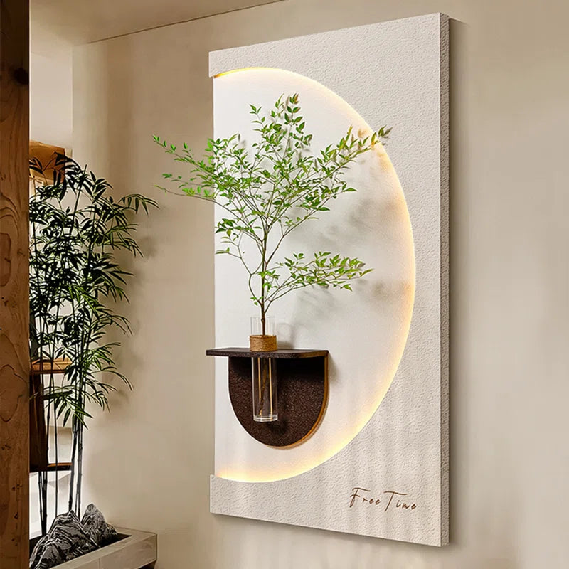 Modish Circular Glow LED Light Wall Panel with Planter for Home & Office Spaces