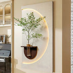 Modish Circular Glow LED Light Wall Panel with Planter for Home & Office Spaces