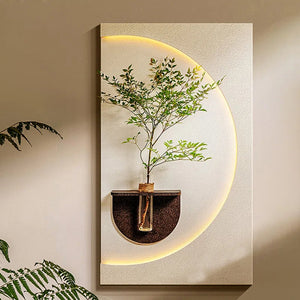 Modish Circular Glow LED Light Wall Panel with Planter for Home & Office Spaces