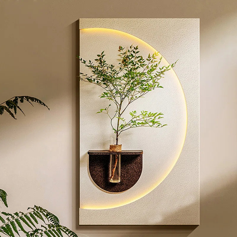Modish Circular Glow LED Light Wall Panel with Planter for Home & Office Spaces