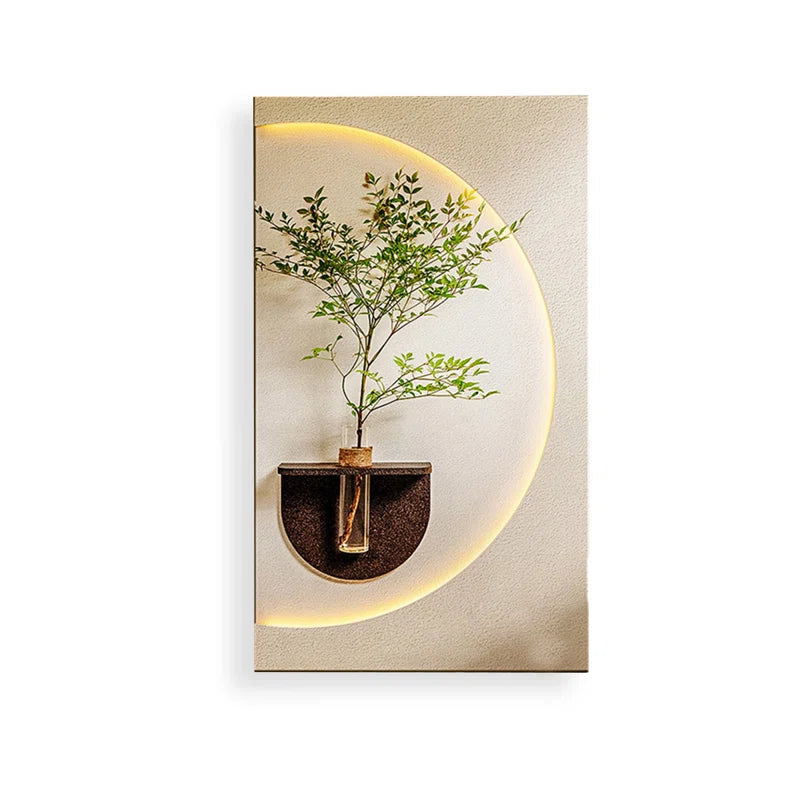 Modish Circular Glow LED Light Wall Panel with Planter for Home & Office Spaces