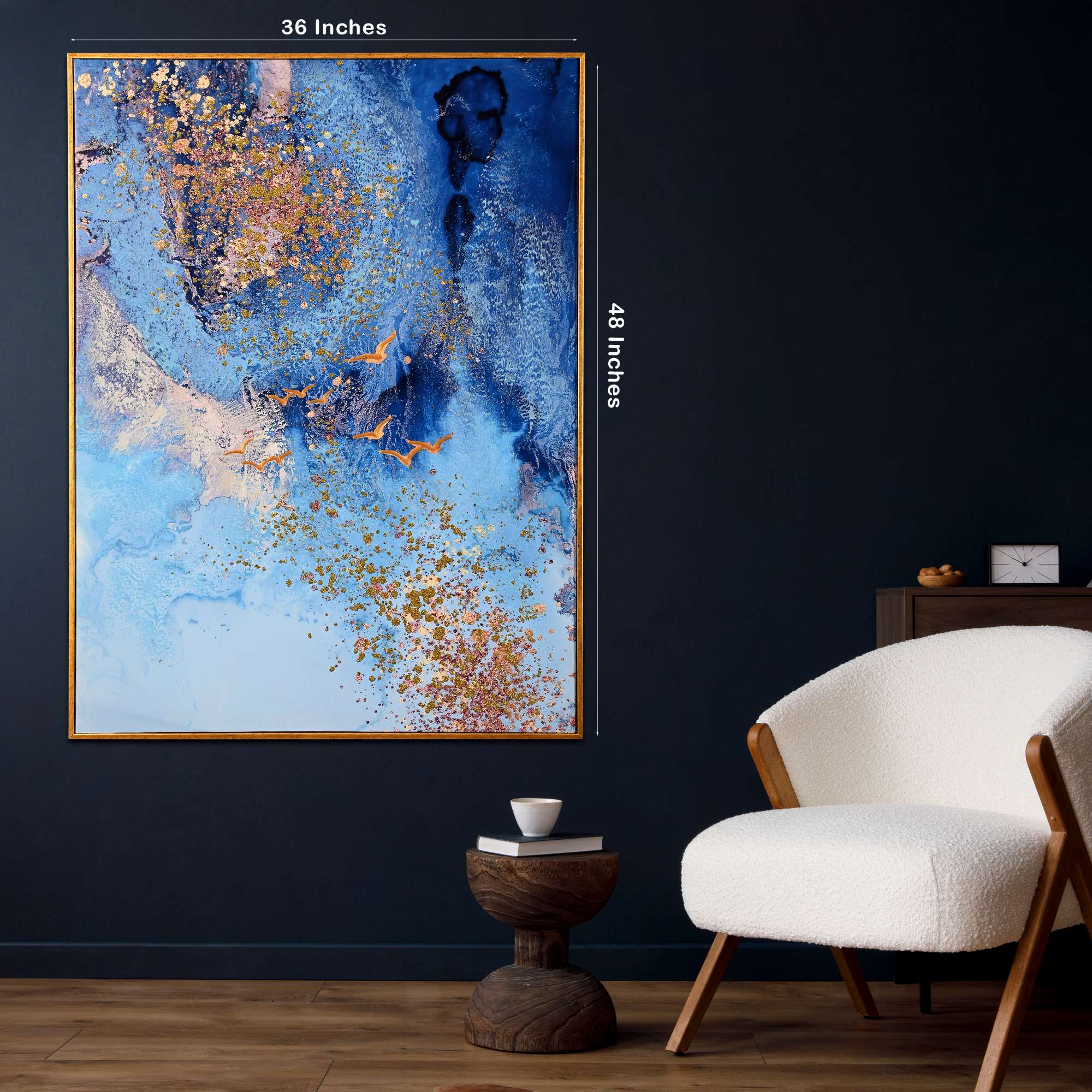 Momentum of the Ocean Abstract Hand Painted Wall Painting with Floating Frame