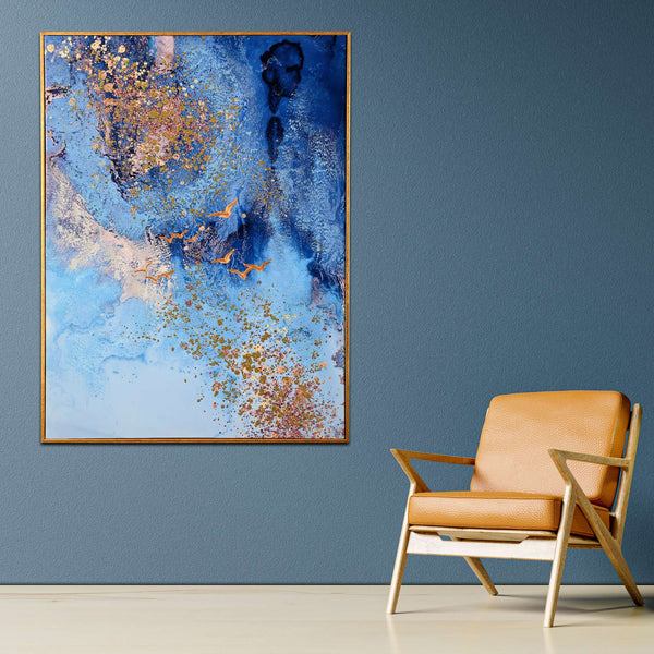 Momentum of the Ocean Abstract Hand Painted Wall Painting with Floating Frame