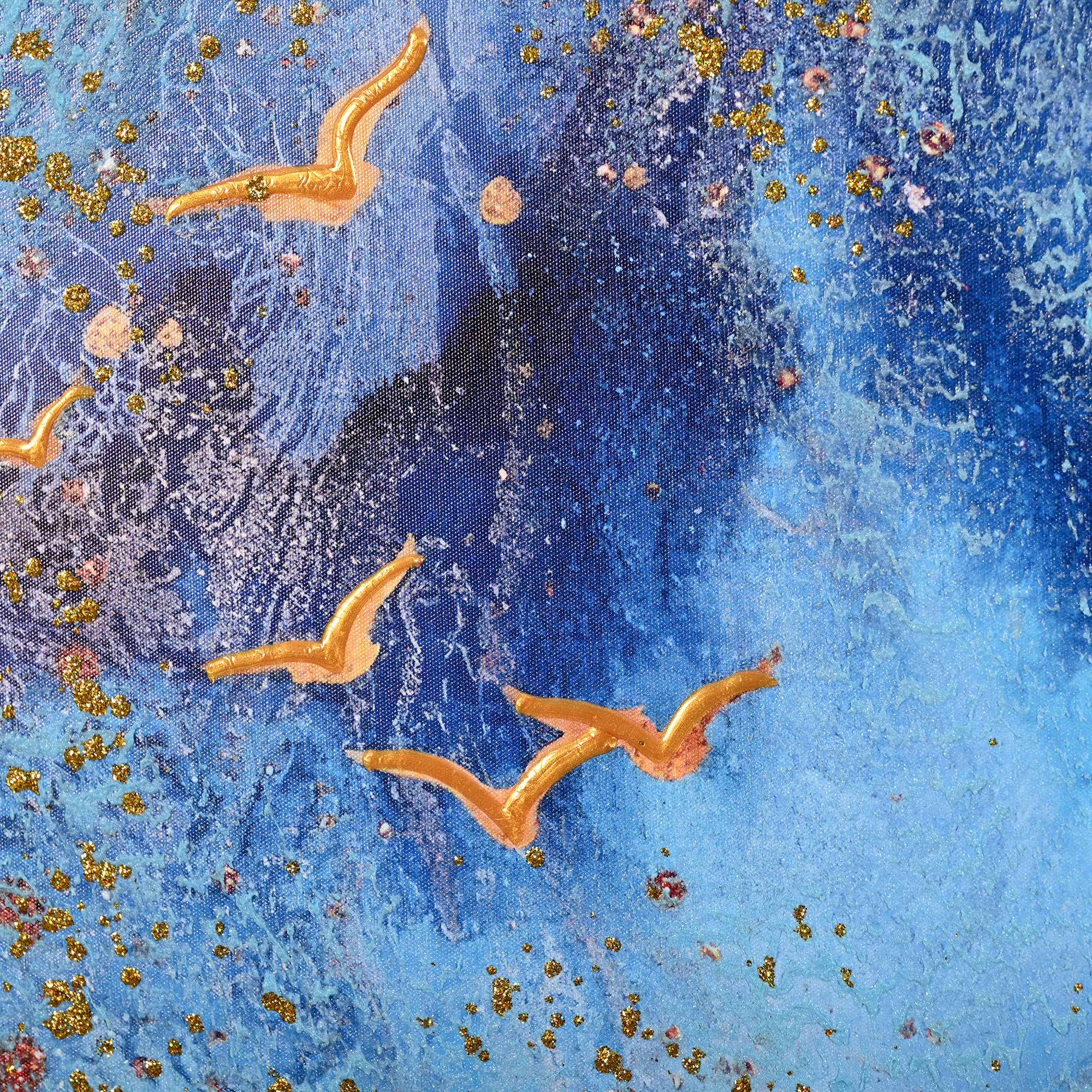 Momentum of the Ocean Abstract Hand Painted Wall Painting with Floating Frame