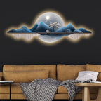 Moon Beyond the Mountains Crystal Glass Backlit LED Wall Art