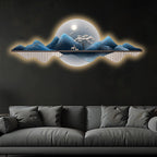 Moon Beyond the Mountains Crystal Glass Backlit LED Wall Art