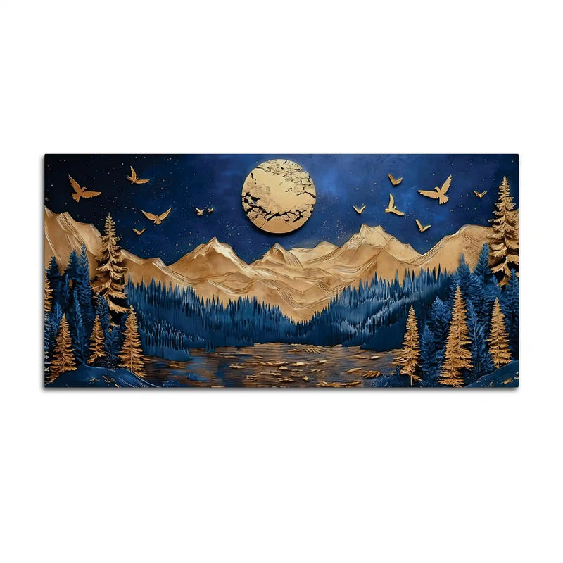Moon & Mountain Abstract Canvas Wall Art Painting for Home