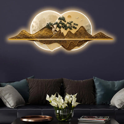 Moon & Sun Love Landscape Crystal Glass Backlit LED Wall Art