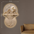 Moonlit Crane & Koi Serenity Crystal Glass Backlit LED Painting