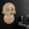 Moonlit Crane & Koi Serenity Crystal Glass Backlit LED Wall Art