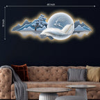 Moonlit Feather Deer & Mountains Crystal Glass Backlit LED Painting