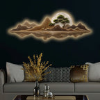 Moonlit Golden Peaks Premium Crystal Glass Backlit LED Painting