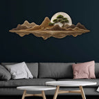 Moonlit Golden Peaks Premium Crystal Glass Backlit LED Wall Art