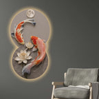 Moonlit Koi & Lotus Crystal Glass Backlit LED Painting