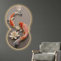 Moonlit Koi & Lotus Crystal Glass Backlit LED Wall Art