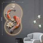 Moonlit Koi & Lotus Crystal Glass Backlit LED Wall Art