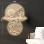 Moonlit Mountain & Koi Pond Crystal Glass Backlit LED Painting