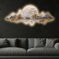 Moonlit Mountain Voyage Premium Crystal Glass Backlit LED Wall Art