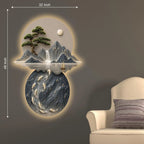 Moonlit Mountain Waterfall & Koi Pond Crystal Glass Backlit LED Wall Art