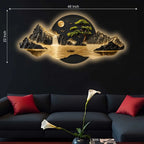 Moonlit Waterfall Bonsai Tree & River Crystal Glass Backlit LED Painting