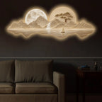 Moonlit Waterfall Landscape Premium Crystal Glass Backlit LED Painting