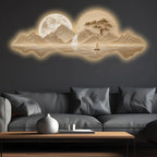 Moonlit Waterfall Landscape Premium Crystal Glass Backlit LED Wall Art