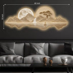 Moonlit Waterfall Landscape Premium Crystal Glass Backlit LED Wall Art