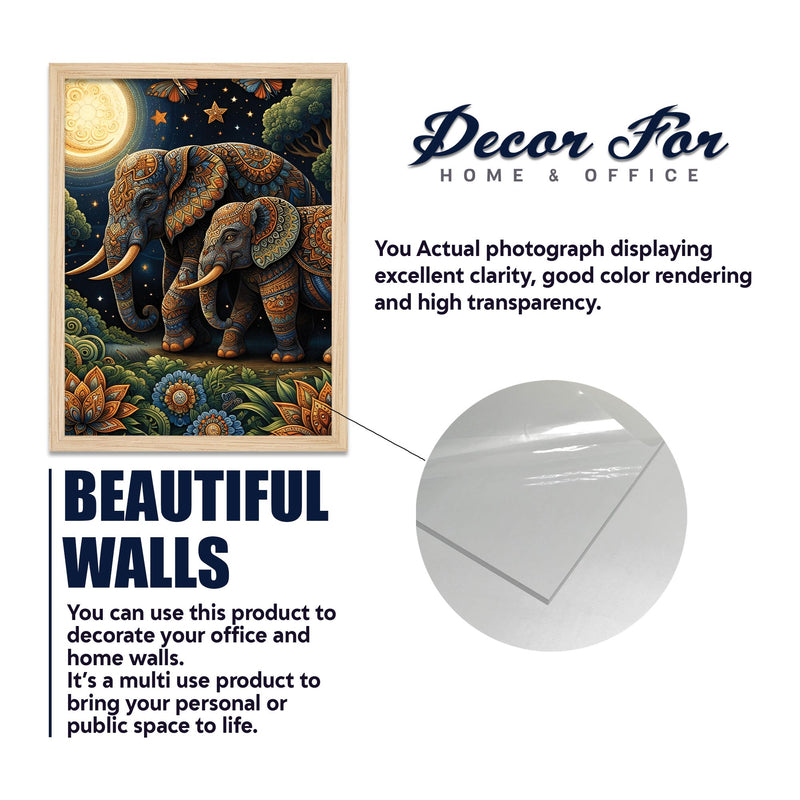 Moonlit Wildlife Art Wall Frame Set of Four
