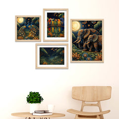 moonlit-wildlife-art-wall-frame-set-of-four