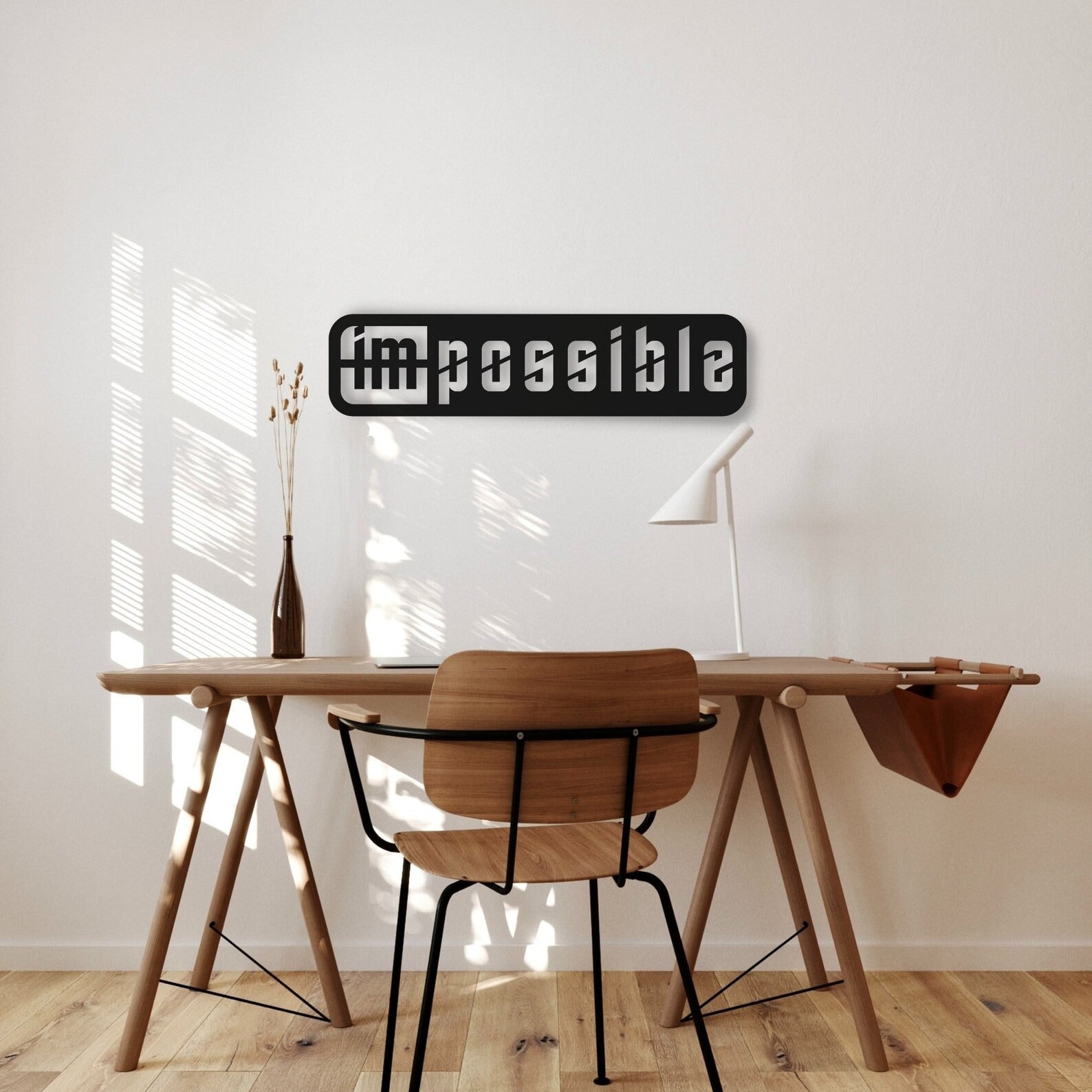 Motivation Quote Impossible to Possible Metal Art Office Wall Decor
