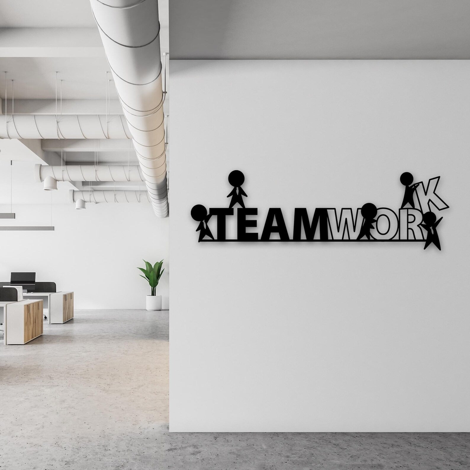 Motivation Quote Team Work Metal Art Office Wall Decor