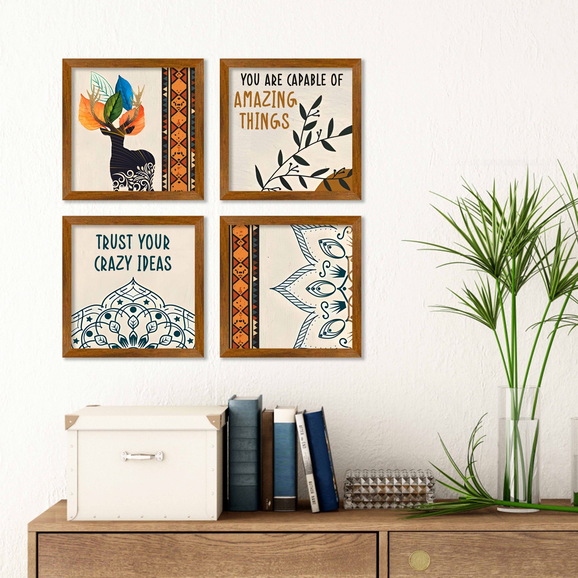 Motivational Quote Wall Frame Set of Four