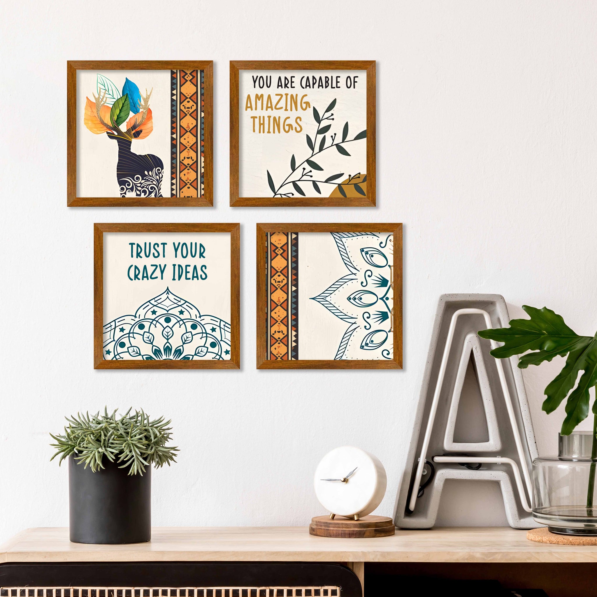 Motivational Quote Wall Frame Set of Four