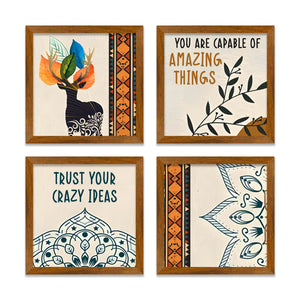 Motivational Quote Wall Frame Set of Four